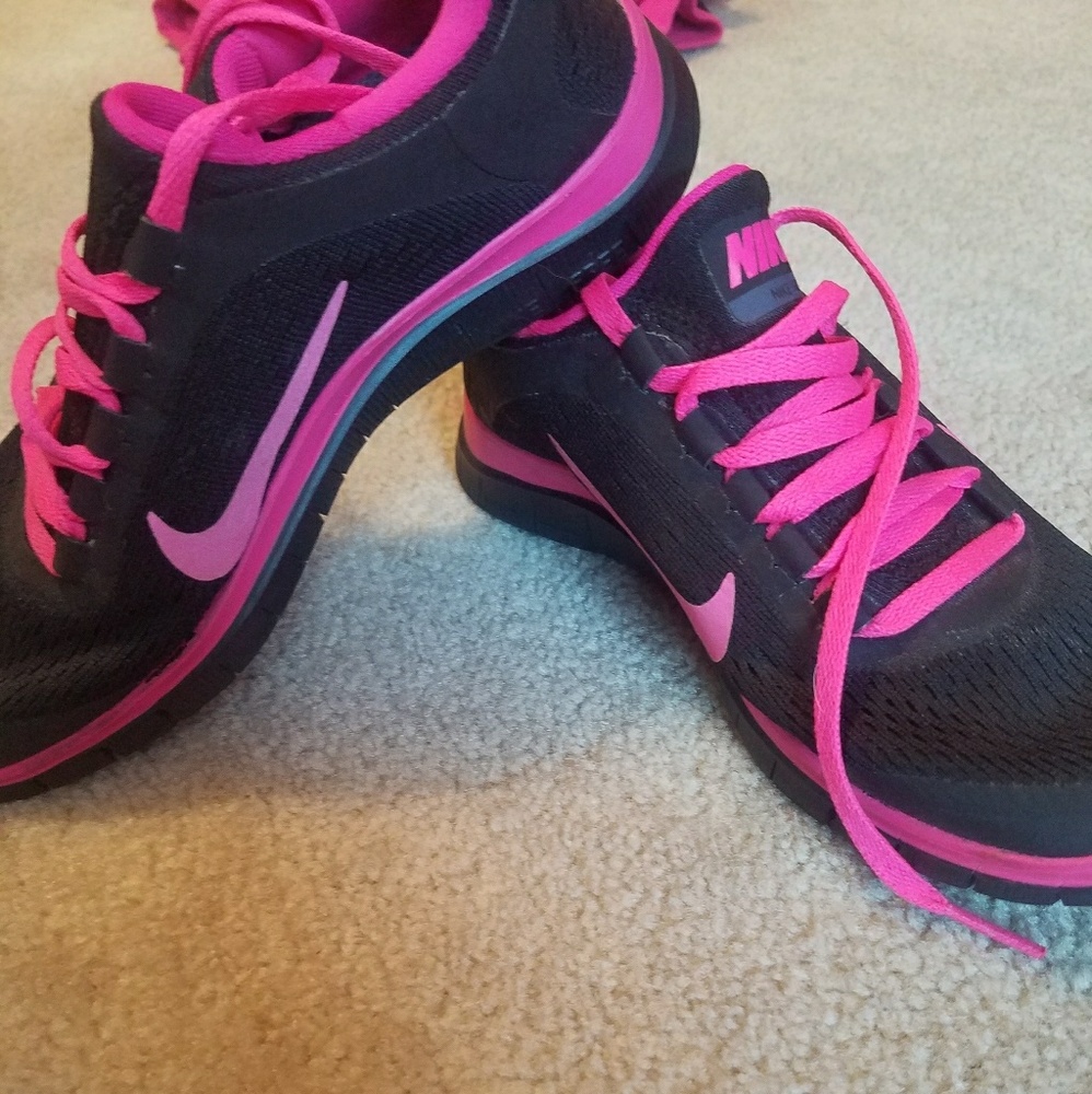 Black, hot pink accent Nikes