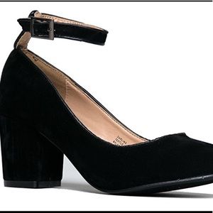 Black suede heels