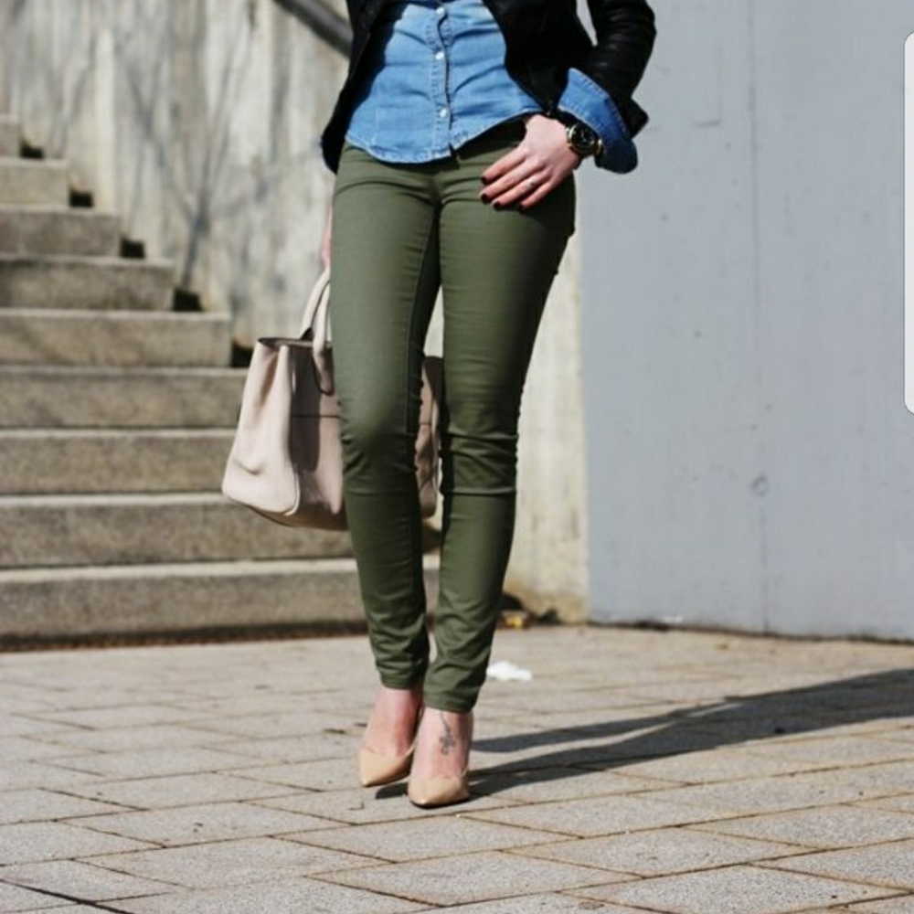 Olive express skinny jeans