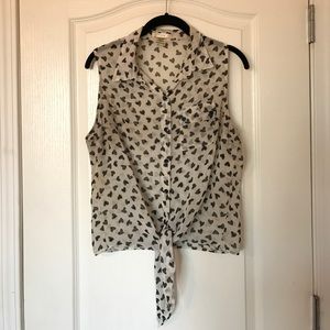 Collared Heart Tank with a Tied Waist