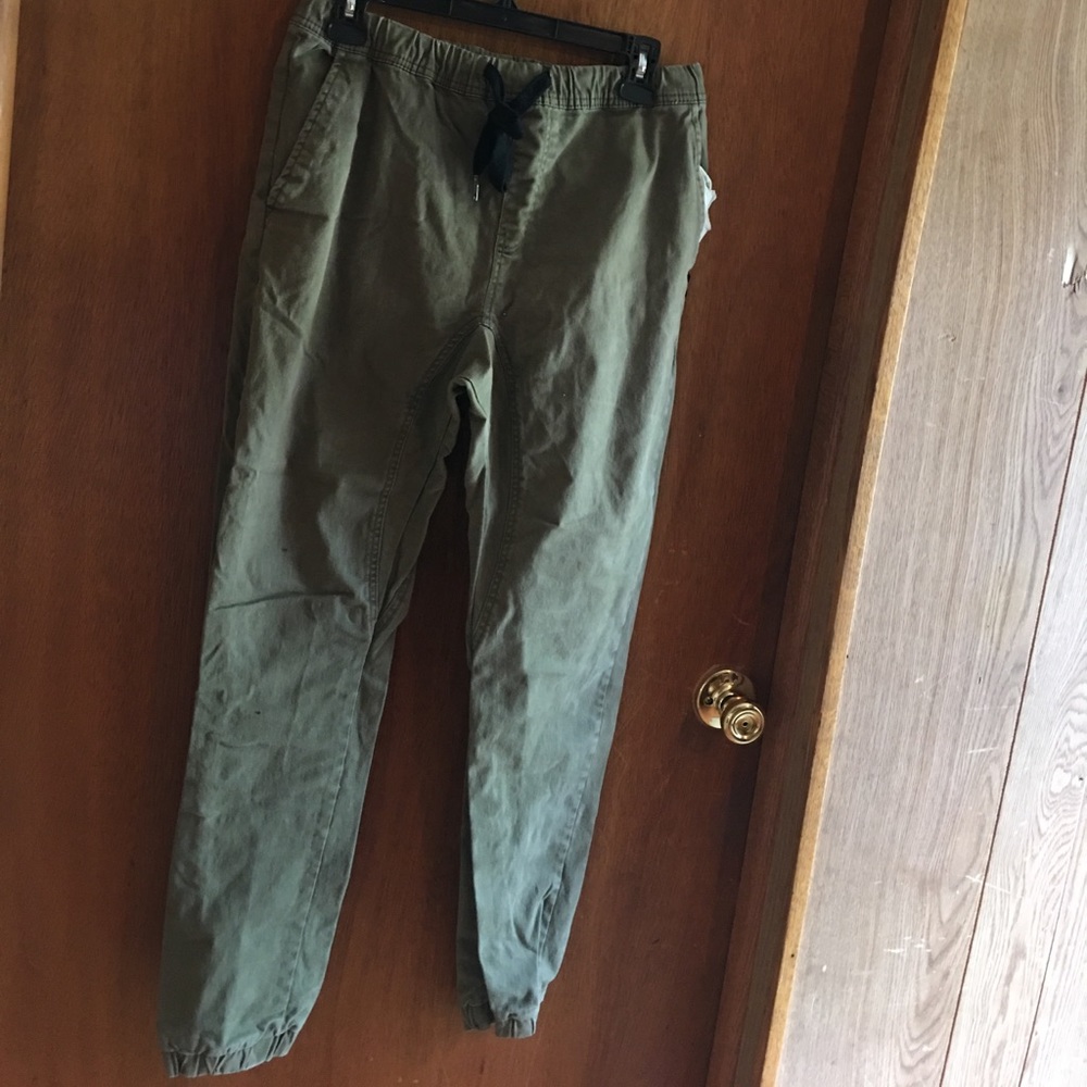 Olive green , twill joggers