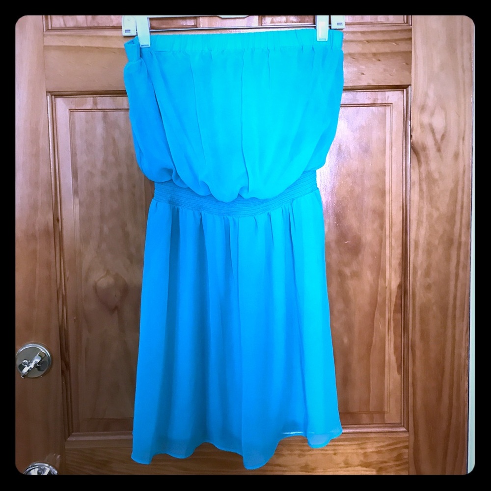 Teal strapless short dress