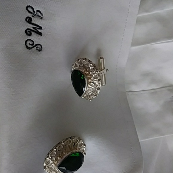 stainless steel and semi-precious Stone Other - Cuff Links $17 +free gift silk designer necktie