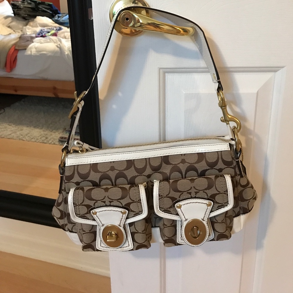 Coach brown and white purse