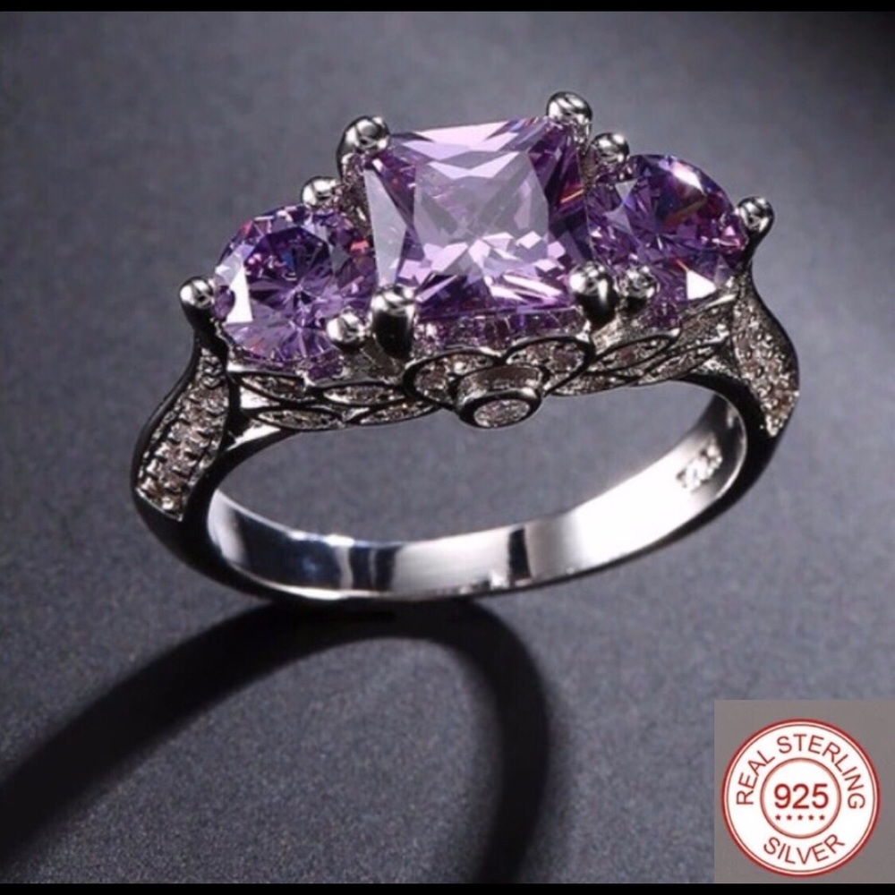 AAA+ Purple African Crystal Cocktail Ring