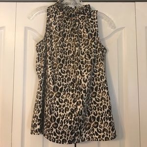 Cheetah Print Mock Neck Sleeveless Tank