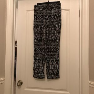 Black and white pants.