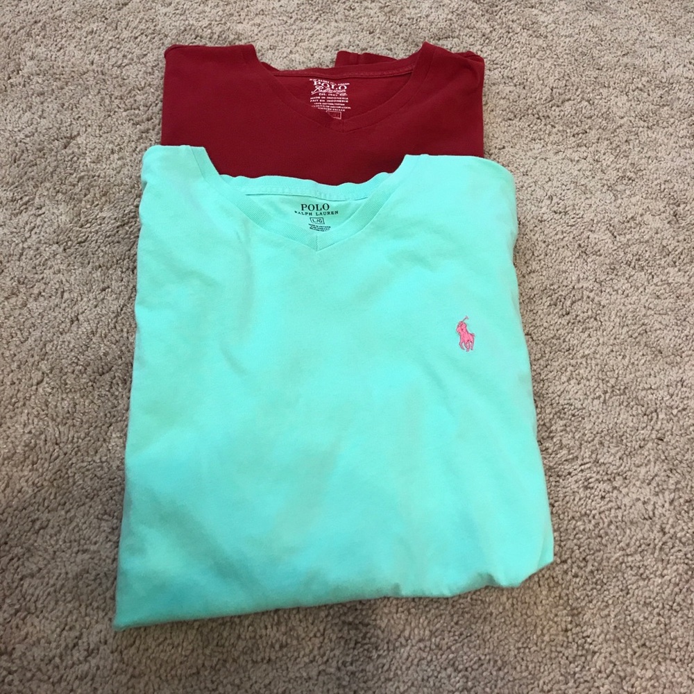 Gently used Polo v-neck tees, selling together.