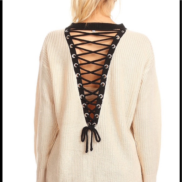 Lace Me Up Oversized Sweater - Picture 3 of 8