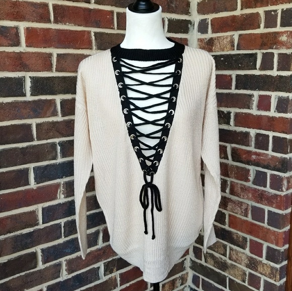 Lace Me Up Oversized Sweater - Picture 5 of 8