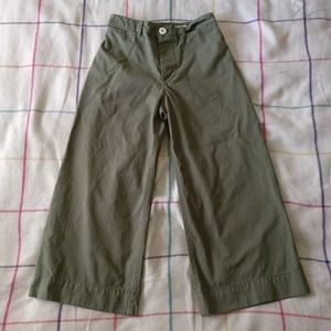 Olive Anthropologie wide leg cropped pants