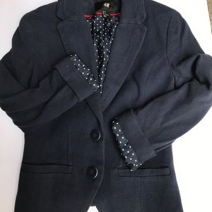 Navy Blazer w/ Polka Dot Detail SZ 2
