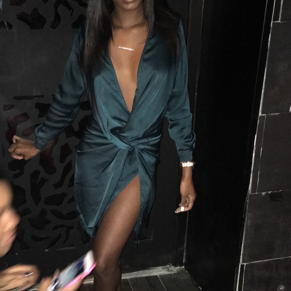 Meshki Satin Teal Dress