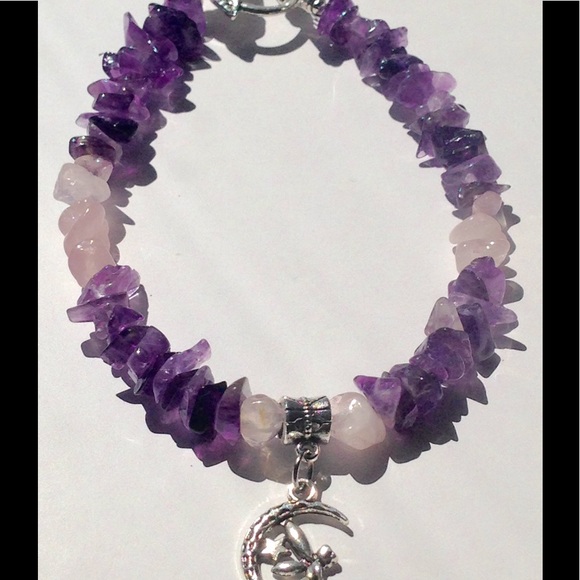 SOLD Amethyst And Rose Quartz Fairy Bracelet - Picture 2 of 5
