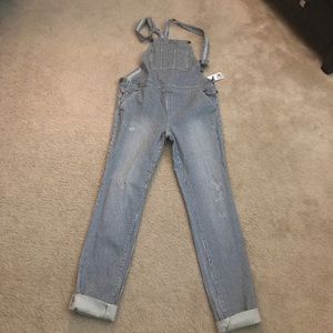Cute pinstriped denim overalls NWT!