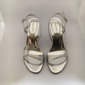 Nine West Women's Silver Metallic Heeled Sandal