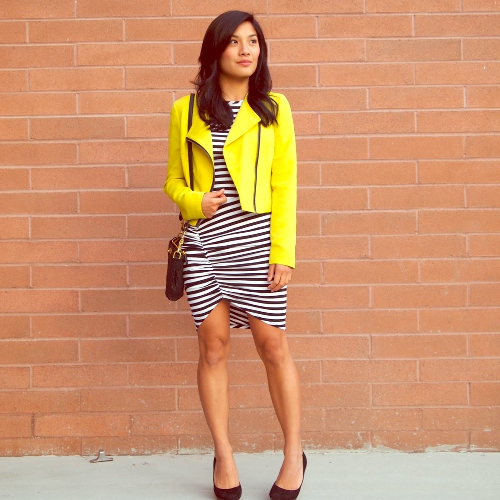 Rachel rachel roy yellow moto zipper jacket size 0