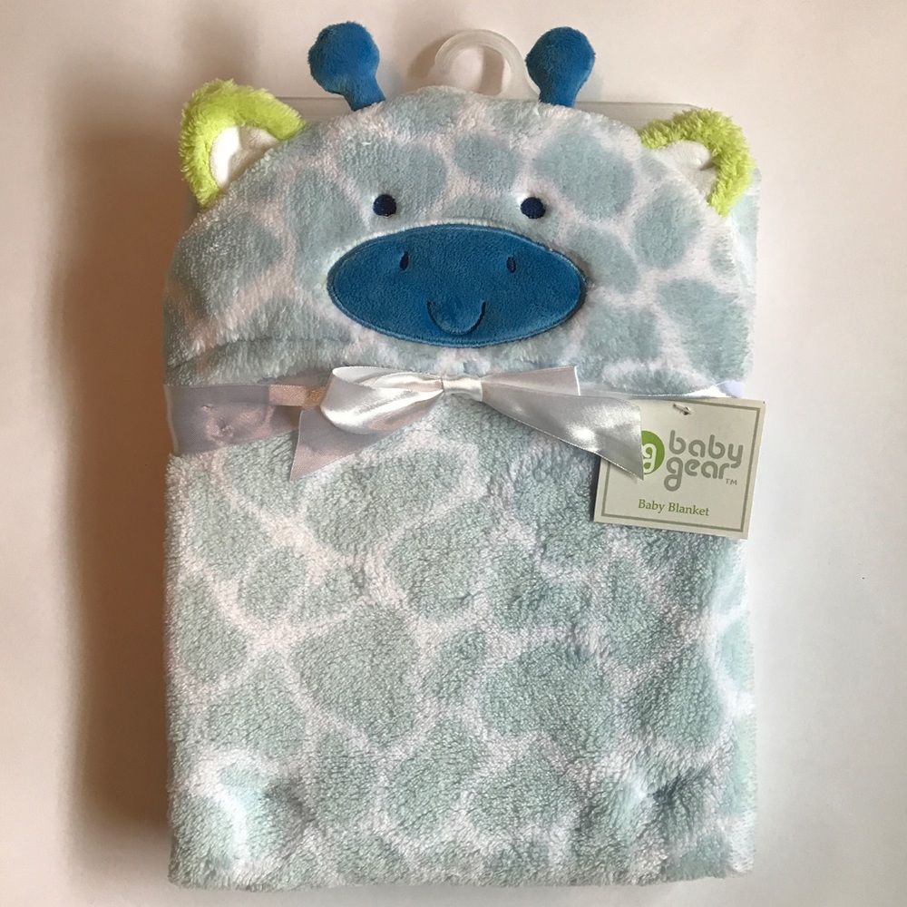NWT Plush Baby Boy Hooded Giraffe Blanket
