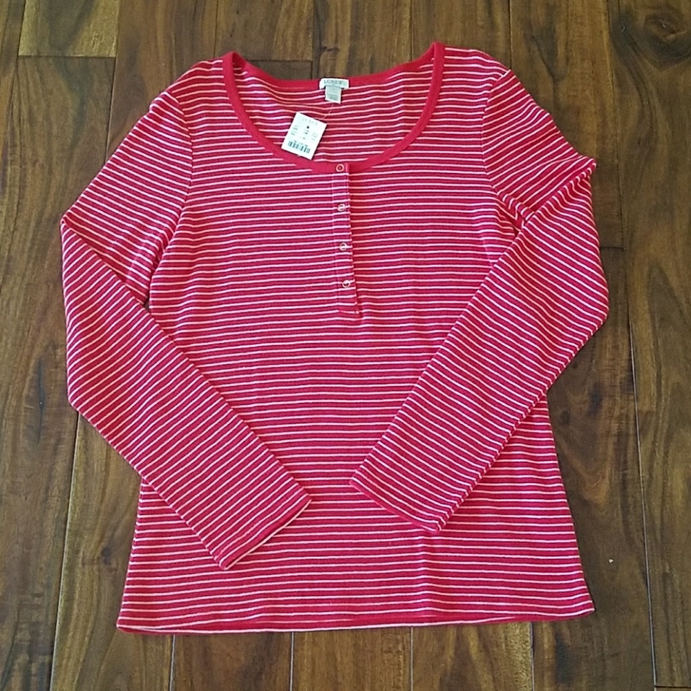 NWT J Crew factory striped waffle Henley