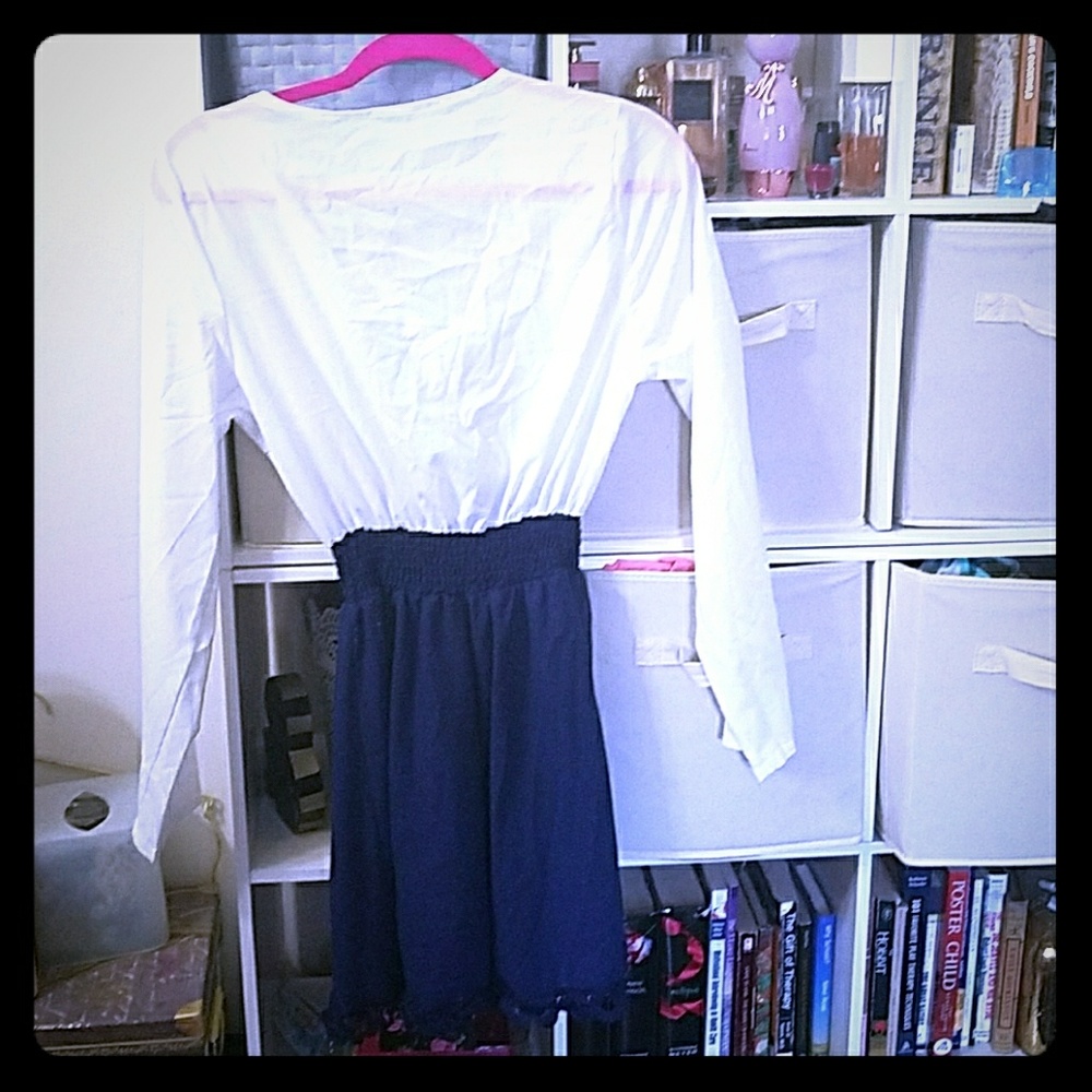 Blue and white dress