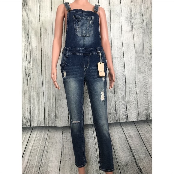 Distressed Skinny Denim Jumpsuit - Picture 2 of 6
