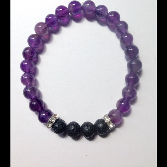 Amethyst Lava Rock Oil Diffuser Bracelet - Picture 2 of 6