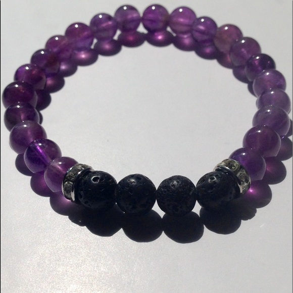 Amethyst Lava Rock Oil Diffuser Bracelet - Picture 3 of 6