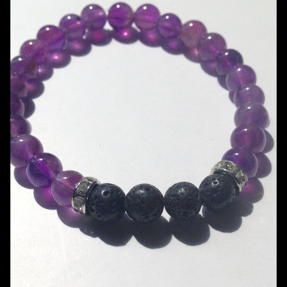 Amethyst Lava Rock Oil Diffuser Bracelet - Picture 5 of 6
