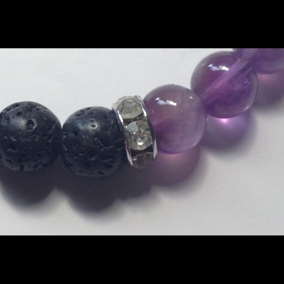 Amethyst Lava Rock Oil Diffuser Bracelet - Picture 4 of 6