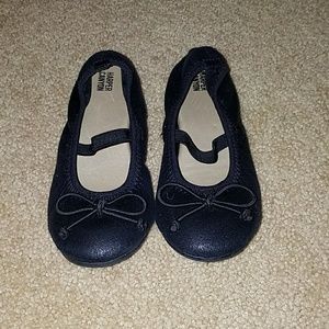 Black sparkle elastic ballet flats