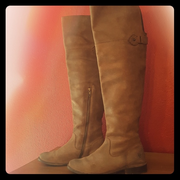 Vintage FRYE Leather Knee Hi Boots Black 16 FRYE Over the Knee Boots