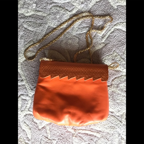 Cashimi Orange Mott Python & Leather Crossbody - Picture 2 of 4