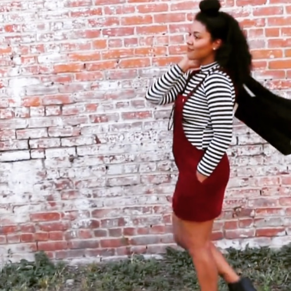 Maroon Corduroy Overall Skirt!
