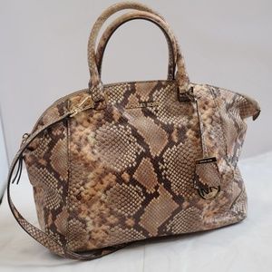 Michael Kors Riley Large Python-Print Satchel Bag