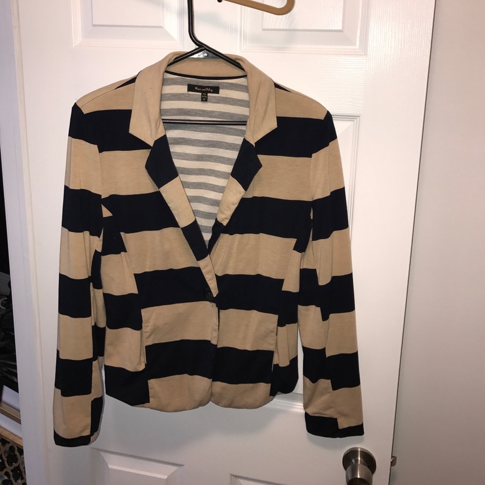 Dark Navy Blue and Tan Woman's Blazer