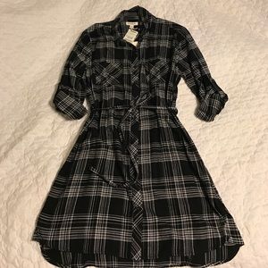 Flannel dress w/tie