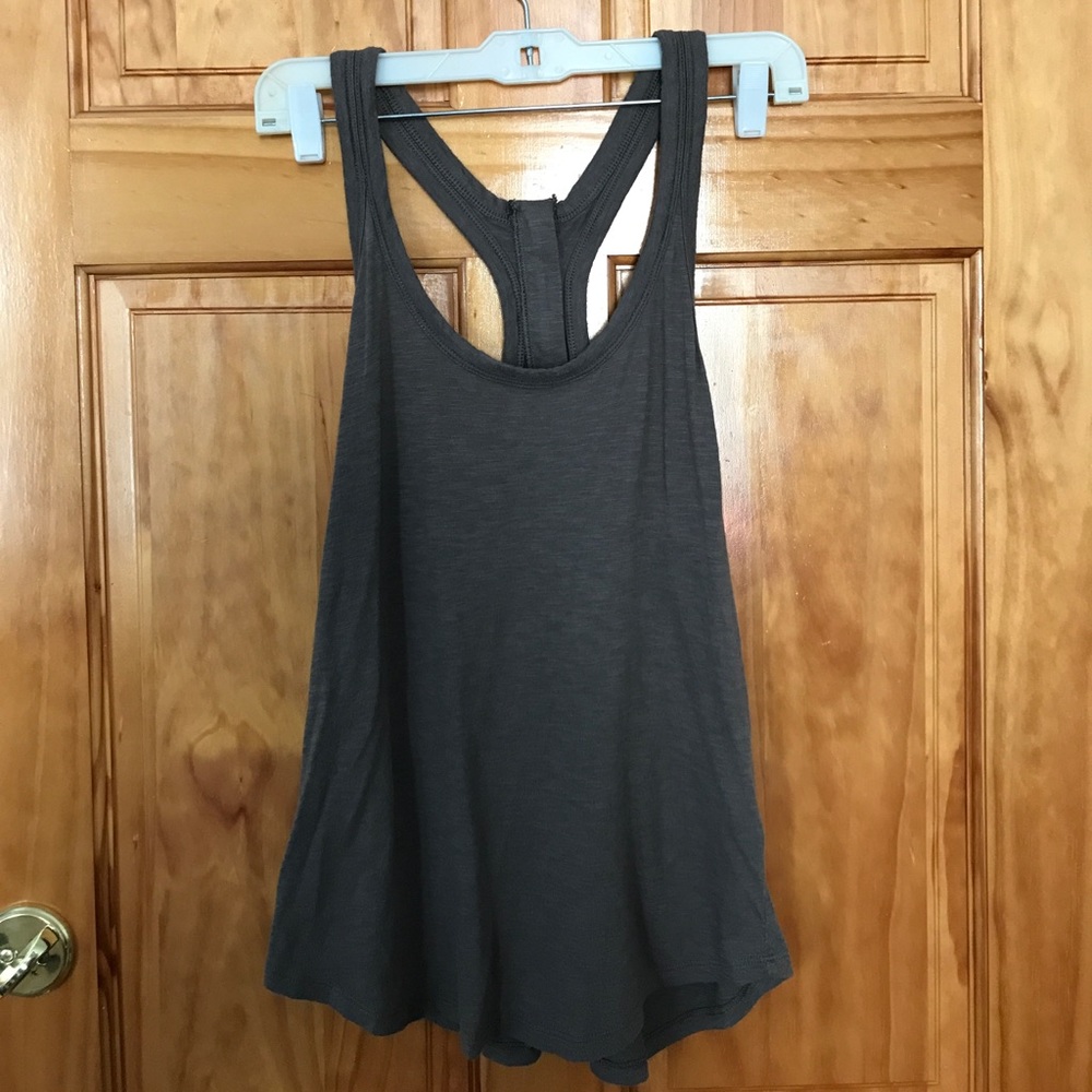 Racer back tank with zipper back