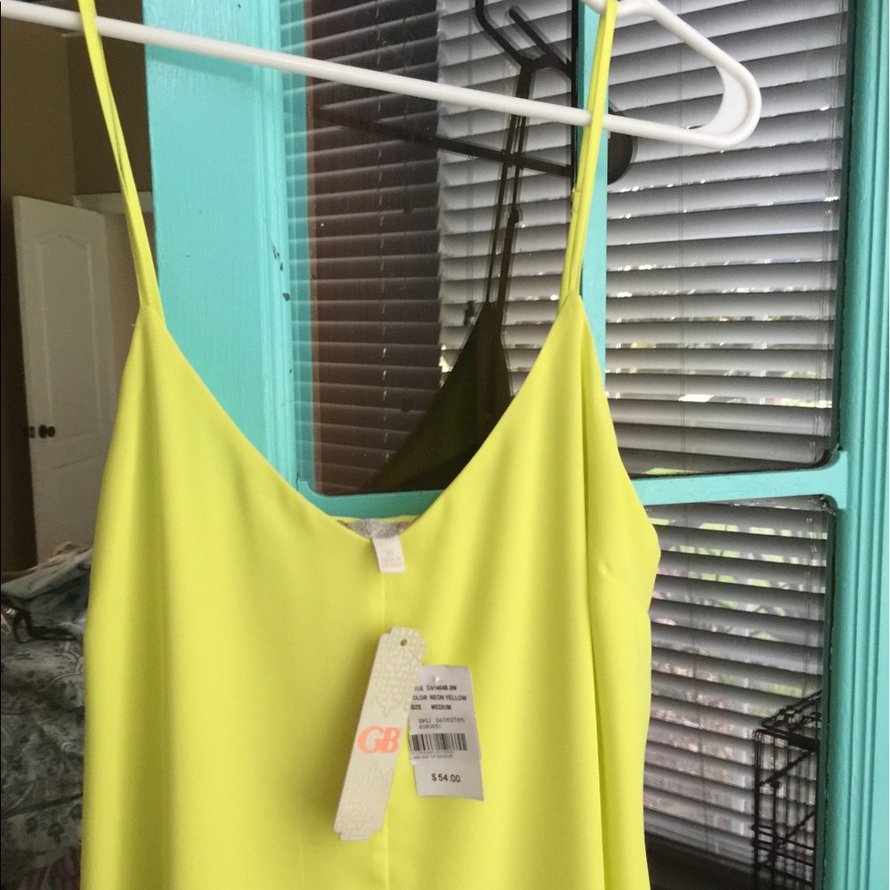 Neon yellow slip dress