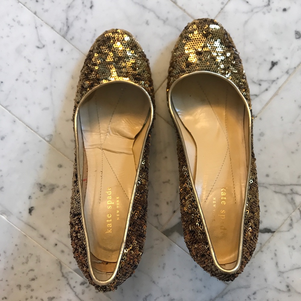 Kate Spade gold sequin pumps, size 7.5