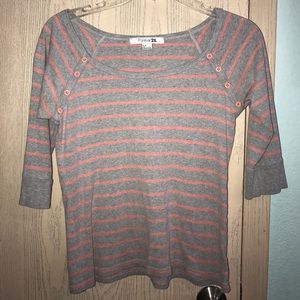 Forever 21 (3/4 sleeve) pink and gray striped