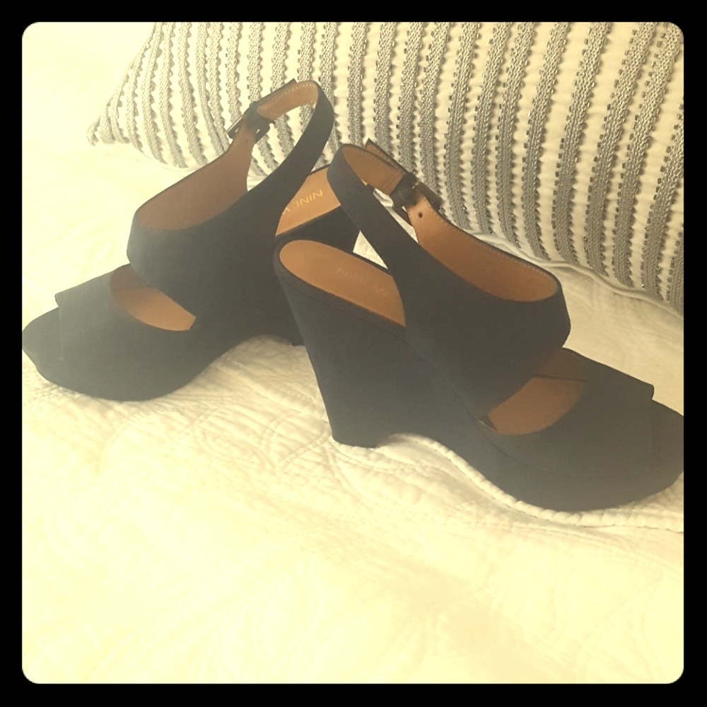 Navy Blue platform wedges
