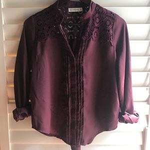 Abercrombie and Fitch Burgundy Lace Button Up