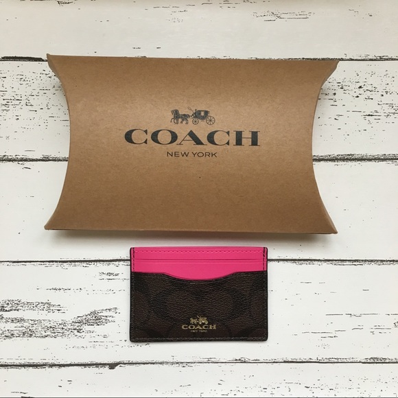 Coach Handbags - Coach pink logo print card case holder
