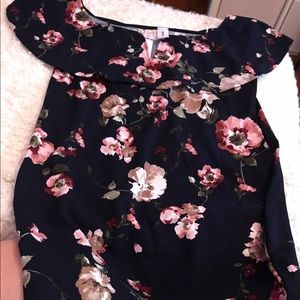 Floral off the shoulder body con dress