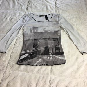 DKNY sheer city scape top