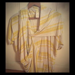 Anthro draped yellow stripe top