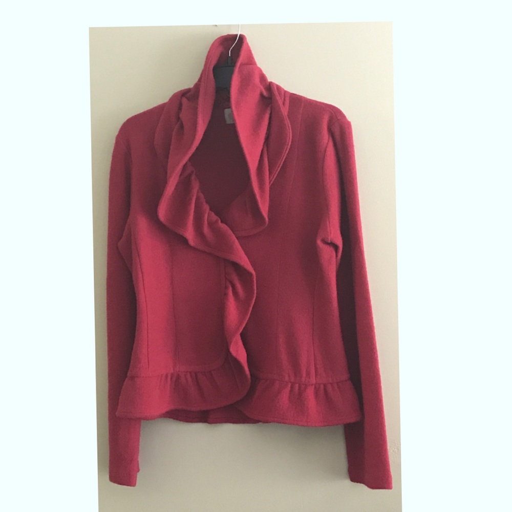 Anthropologie HWR Red Ruffled Jacket