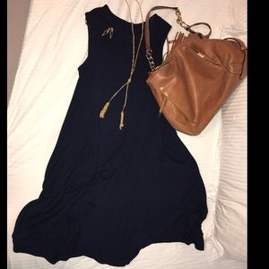 Navy Adrienne Vittadini sleeveless cotton dress