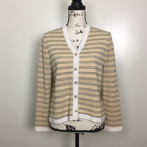 St. John Sport Button Front Cardigan Beige Wool St. John Sport Button Front Cardigan Beige Wool