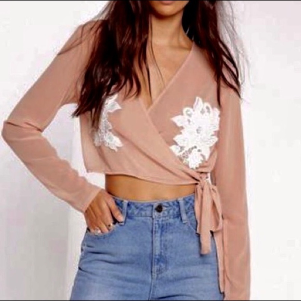 Missguided Sheer Wrap Blouse